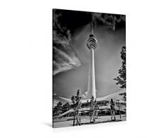 Calvendo Premium Textil-Leinwand 80 cm x 120 cm hoch, Berlin Fernsehturm | Wandbild, Bild auf Keilrahmen, Fertigbild auf Echter Leinwand, Leinwanddruck: Bekanntes Wahrzeichen Orte Orte
