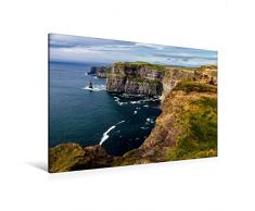 Calvendo Premium Textil-Leinwand 120 cm x 80 cm Quer, Klippen von Moher | Wandbild, Bild auf Keilrahmen, Fertigbild auf Echter Leinwand, Leinwanddruck Natur Natur