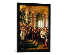 Gerahmtes Bild von Anton Alexander von Werner Die Proklamation des Deutschen Kaiserreichs im Spiegelsaal zu Versailles am 18. Januar 1871, Kunstdruck im hochwertigen handgefertigten Bilder-Rahmen, 50x70 cm, Schwarz matt