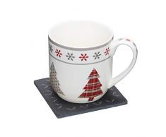 Kitchen Craft We Love Weihnachten Rentier Design Neuheit Tasse und Schiefer Untersetzer Geschenk-Set, Mehrfarbig