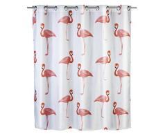 Wenko 22480100 Anti-Schimmel Duschvorhang Flamingo Flex, Anti-Bakteriell, wasserabweisend, waschbar, schimmelresistent mit integrierter Hängeeinrichtung, 100% Polyester, 180 x 200 cm, mehrfarbig