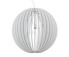 EGLO Holz Pendellampe Cossano, 1 flammige moderne Pendelleuchte, Hängeleuchte aus Holz und Stahl, Farbe: Weiß, Fassung: E27, Ø: 70 cm
