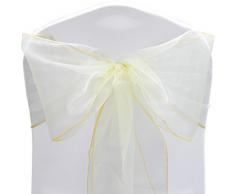Time to Sparkle TTS 100 Stück Organza Schärpen Stuhl, Bezug Schleifen Band breitere Band Fuller Schleifen Hochzeit Party Geburtstag Dekoration, elfenbeinfarben