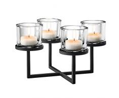 Blomus Nero Kerzenhalter Inklusive 4 Gläser, Metall, schwarz, H 18 cm, B, T 33 cm