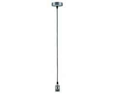 Paulmann 50322 Vintage-Pendel E27-Fassung und Stoffkabel Retro Deckenleuchte Grau/Nickel Kabel mit Fassung gebürstet ohne Leuchtmittel Lampenfassung