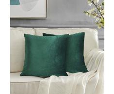 Dekorativer Kissenbezug aus Samt, goldfarben, 2 Stück Modern 22 x 22- set of 2 waldgrün
