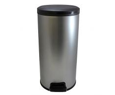 CURVER Round 30 Liter Abfalleimer, Plastik, schwarz/Silber matt, 33.6 x 29.5 x 59 cm
