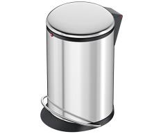 Hailo Harmony M Mülleimer (aus Edelstahl, 12 Liter, breite Metall-Fußreling, Müllbeutel-Klemmung, Deckeldämpfung (Soft Close), edelstahl) 0515-010