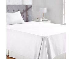 AmazonBasics Bettlaken, Poly-Baumwolle Fadenzahl 200, 180 x 260 + 10 cm - Weiß