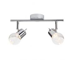 Brilliant Lastra LED Spotrohr 2 flg Deckenstrahler schwenkbar chrom Glas 680 Lumen, LED integriert