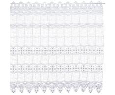 Plauener Spitze by Modespitze, Store Bistro Gardine Scheibengardine mit Stangendurchzug, hochwertige Stickerei, Höhe 90 cm, Breite 112 cm, Weiß