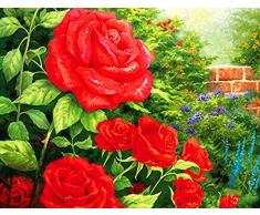 GMMH Diamond Painting Set Bild 14 x 18 Diamant Malerei Stickerei Handarbeit Basteln Mosaik Steine Blumen Rosen