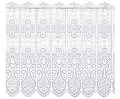 Plauener Spitze by Modespitze, Store Bistro Gardine Scheibengardine mit Stangendurchzug, hochwertige Stickerei, Höhe 49 cm, Breite 96 cm, Weiß