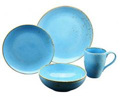 Creatable, 19991, Serie NATURE COLLECTION Mediterran, Geschirrset 4 teilig Blue Single Set, Stein, Azurblau, 30 x 16 x 32 cm, 4-Einheiten