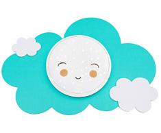 Elobra Wolke Smile Starlight-Effekt LED Deckenleuchte für Kinder, Farbton einstellbar, Holz, mint/weiß, 75 x 50 x 10 cm