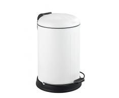 WENKO 22157100 Treteimer Lagun Easy Close, Kosmetikeimer, Mülleimer mit Absenkautomatik Fassungsvermögen: 12 l, Stahl, 28 x 43,5 x 33 cm, weiß