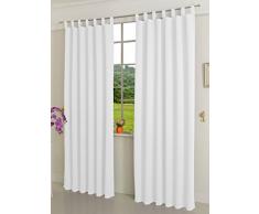 Verdunklungsgardine Blickdicht, 1 Stück 245x135 (HxB), Weià Schlaufen Thermo Vorhang Gardine Verdunklungsvorhang Blackout, 206000