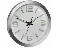 TFA Dostmann 60.3526.02 Analoge Funk-Wanduhr mit Aluminium-Rahmen, weiß, 30 x 30 x 4,7 cm