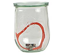 Weck Einmachgläser mit Deckel (100 mm), 1 Liter, inklusive Dichtungen und Klammern, aus Glas, transparent, 6 Stück