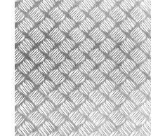 Klebefolie Industrial-Optik Metall Riffel glänzend mit Struktur Dekofolie Möbelfolie Tapeten selbstklebende Folie, PVC, silber, 45cm x 1,5m, Stärke: 0,215 mm, Venilia 53127