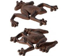 Esschert Design Gartenfigur, Skulptur Frosch aus Gusseisen, 1 Stück, Sortiert, ca. 14 cm x 12 x 1,7 cm