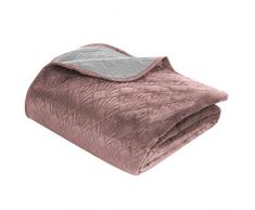 Eurofirany Bettüberwurf Velvet Samt Puder Silber Tagesdecke Gesteppte Decke Überwurf Steppdecke Elegant Edel Glamour Schlafzimmer Wohnzimmer Gästezimmer Lounge, 200X220cm