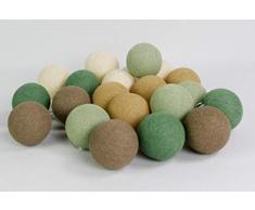 Cotton Ball Lights Wald-Grün 50 LED Lichterkette mit USB Anschluss, Baumwolle, Eierschale-weizen-Puder-Green-matt Caffe-Latte