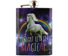 Puckator Majestic Einhorn Flachmann, Edelstahl, Violett