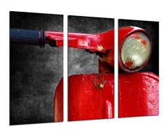 Wandbild - Motorrad Vespa Vintage rot, 97 x 62 cm, Holzdruck - XXL Format - Kunstdruck, ref.26521