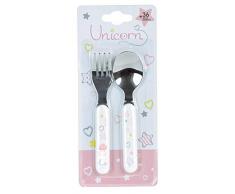 Fun House 005686 Einhorn Besteckset bestehend aus 1 Gabel und 1 Löffel für Kinder