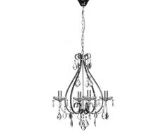 Premier Housewares Kronleuchter Dominique, 4-armig, E14, mit kleiner Edison-Schraube, 40Â W, Chrome / Kristalle
