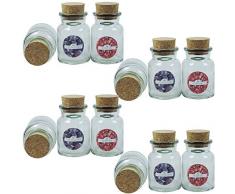 Viva Haushaltswaren - 12 x Gewürzglas 150 ml mit Korkverschluss, runde Glasdosen ideal als Gewürzdosen, Kräuterdosen, Salzdosen etc. verwendbar (inkl. 24 bunte Gewürzetiketten)