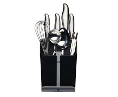 Kitchen Craft MasterClass Smart Space All-in-1 Messerblock und Utensilienhalter mit Messerschärfer, Kunststoff, Schwarz/Grau, 14.5 x 15.3 x 20.5 cm