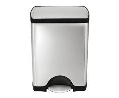 simplehuman, 30 Liter, rechteckiger Treteimer, gebürsteter Stahl, 10 Jahre Garantie