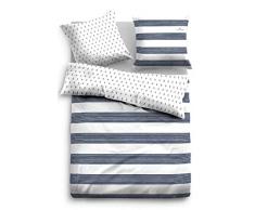 TOM TAILOR 0069890 Satin Bettwäsche Garnitur mit Kopfkissenbezug (Baumwolle) 1x 200x200 cm + 2X 80x80 cm, Indigoblau