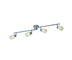 Reality Leuchten LED Spot Deckenlampe inklusive 4 x G9, 2,5 W, 220 lm, 3000 K, L: 70 cm, nickel matt, Glas alabaster weiß, R82074107