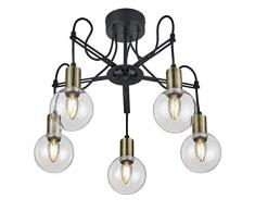 Trio Leuchten Deckenleuchte Nacho 600800532, Metall, Schwarz matt / bronze, Kabel gewebeummantelt schwarz