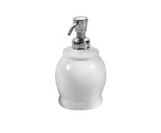 iDesign York Seifenspender, runder Badezimmer Seifenspender aus Keramik und Metall, weiß/silberfarben