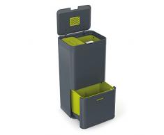 Joseph Joseph IntelligentWaste Totem 60 - Abfallbehälter mit separater Recycling-Einheit, inkl. Biomüll-Caddy, 60 Liter - graphit