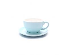 Coffeezone Latte Art Tasse und Untertasse, 3 Kapazitäten für Latte & Cappuccino & Double Espresso, New Bone China Mate for Coffee Shop & Barista 5 oz Glossy Light Blue
