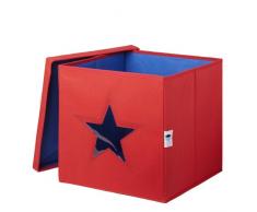STORE.IT Spielzeugkiste mit Sichtfenster | Stern | 30x30x30cm | rot