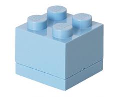 Lego Box 4, Mini Lego Box mit 4 Knöpfen, Snack Box, Blau, 4,6 x 4,6 x 4,3 cm