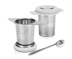 Gifbera Tee-Sieb aus Edelstahl, extrafeines Sieb mit großer Kapazität und Perfekter Größe, Doppelgriffe, passend für Standard-Tassen, Becher und Teekannen Geschirr Large Medium 2er-Pack