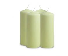 Müller Kerzen 2012008076 4 Sicherheitskerzen mit Brandschutzsystem, 200 x 80 mm, maigrün