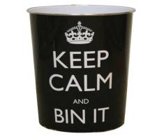 JVL Papierkorb aus Polypropylen, 25 x 26,5 cm, mit Aufschrift „Keep Calm and Bin It“