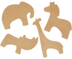 Country Love Crafts Bastelvorlage aus Holz, flach, Zootiere, Hellbraun