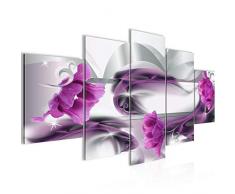 Bilder Blumen Tulpen Wandbild Vlies - Leinwand Bild XXL Format Wandbilder Wohnzimmer Wohnung Deko Kunstdrucke Violett 5 Teilig - MADE IN GERMANY - Fertig zum Aufhängen 206353a