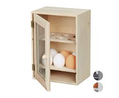 Relaxdays Eierschrank, für 12 Eier, Landhaus Stil, zum Hinstellen, Holz & Metall, Eierregal, HBT: 25 x 18 x 12 cm, natur, 1 Stück