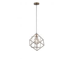 Pendelleuchte Industrie-Look Käfig-Design 1-Flammig 60 Watt Glas In Gold