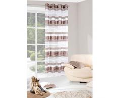 Eurofirany Glatt Streifen Transparent Muster Rosa Pastell 8 Ösen 140x250 cm Elegant Hochwertig Glamour Schlafzimmer Wohnzimmer Lounge Vorhänge Gardinen, Stoff, Braun, 140x250cm